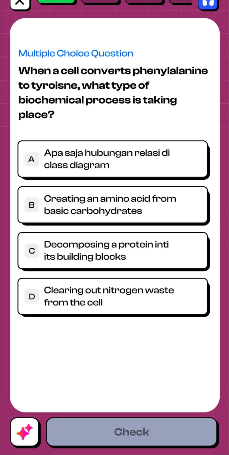 A multiple-choice question about biochemical processes, with four answers to choose from